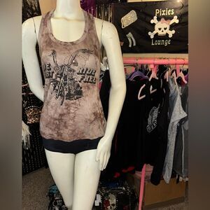 Liberty Wear Biker Live Fast Ride Free Cutout Tback Tank